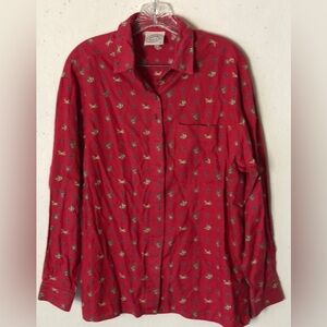 Casual Club Red birds, fox and dog Printed Button Up Shirt 12